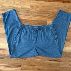 TALBOTS chambray easy drawstring linen blend pants